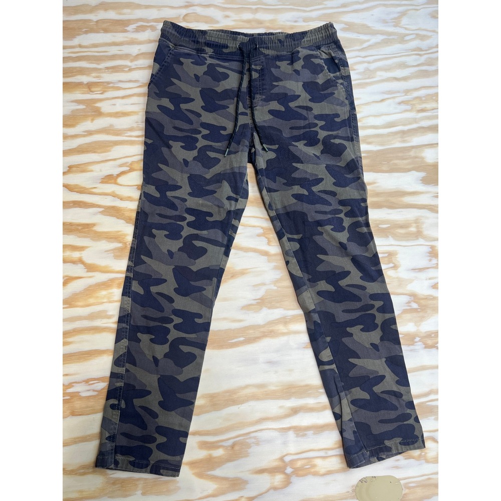 George Mens Camo Jogger Pants Medium Green Gray Camouflage Drawstring Waist